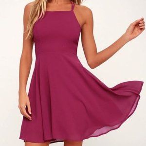 Lulus Good Deeds Magenta Lace-Up Dress (XS) NWT